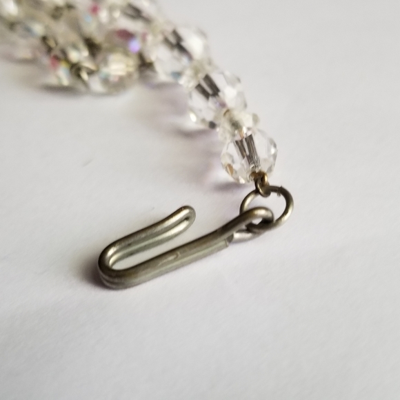 Vintage sparkly clear beads necklace choker art deco short adjustable - Picture 7 of 13